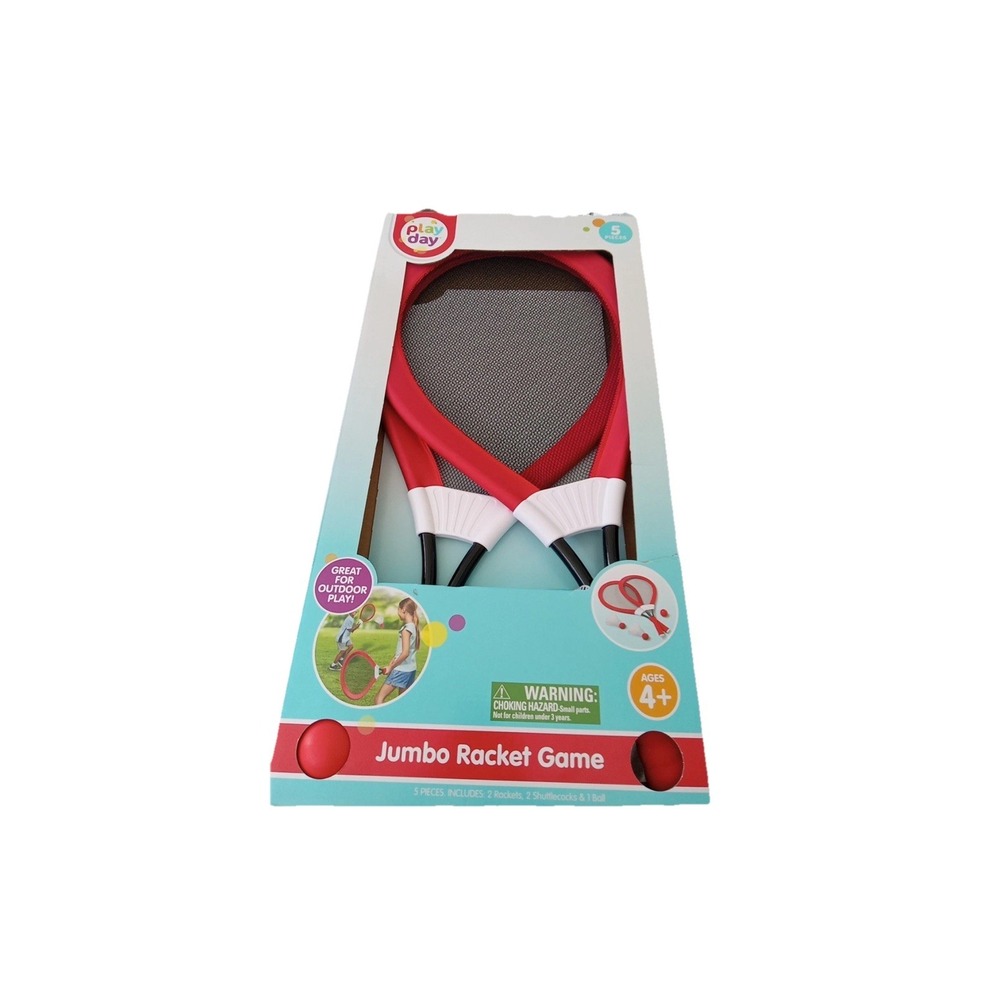 Play Day Jumbo Racket Game Kids OS Red NIB Outdoor Sports 5pc Set AJ1815RK